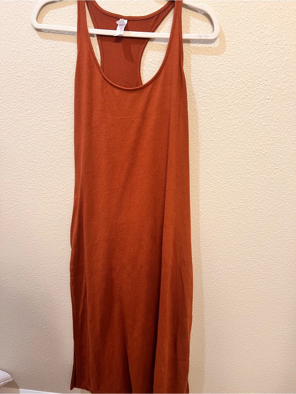 Rust Ribbed Racerback Tank Dress - Picture 3 of 5